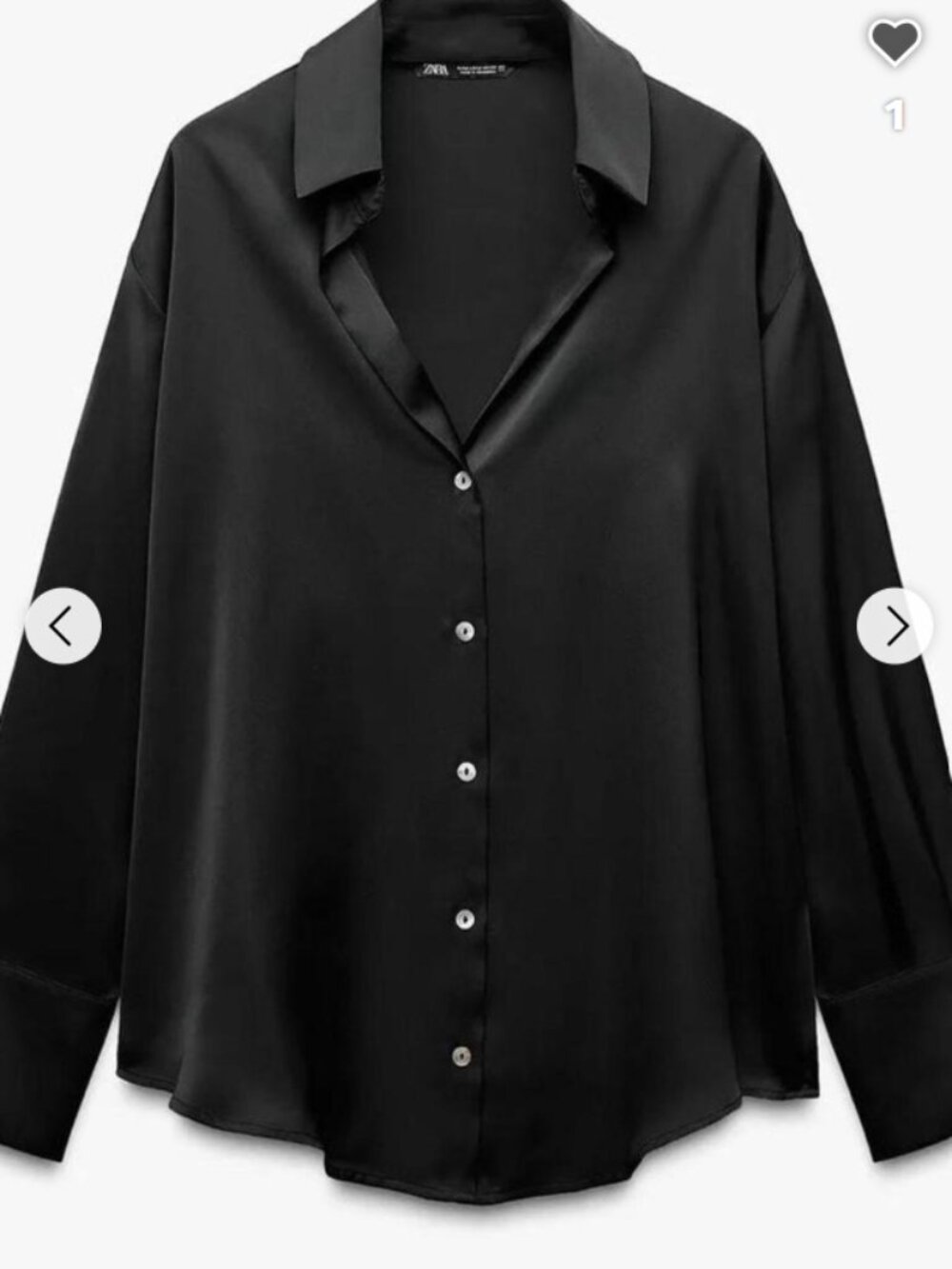 Zara satin button-up black shirt